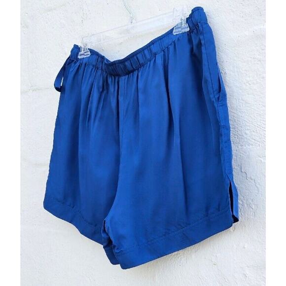 Helmut Lang Shorts Womens Large Cobalt Blue Viscose Pull On Tie Elastic Waist - Picture 2 of 12